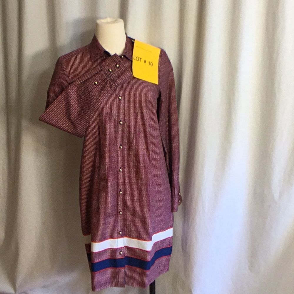 TOMMY 100% cotton shift dress in red white & blue